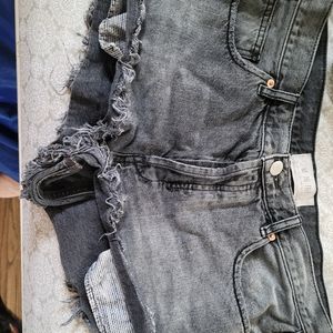 Free People Black Distressed Shorts NWT Size 30